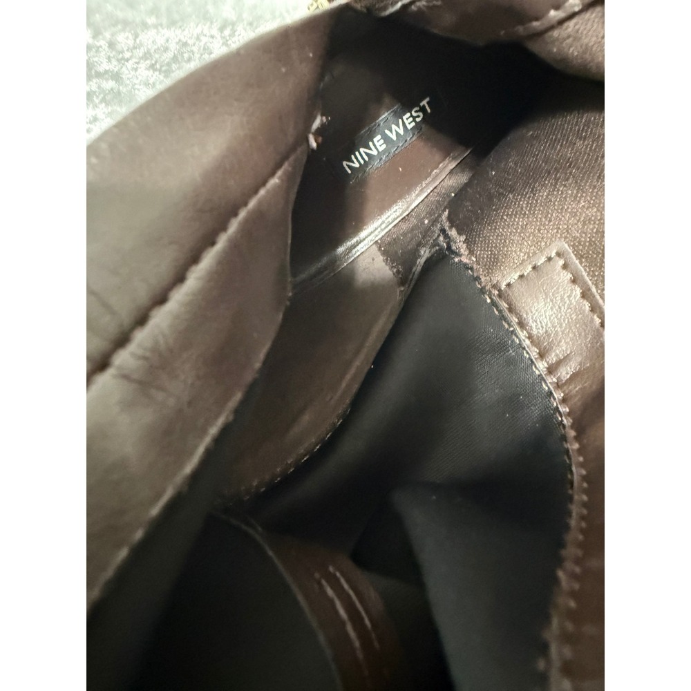 Nine West Levi Dark Brown Leather Tall Riding Boots Women Sz 8M Stretch Panels - Picture 10 of 11